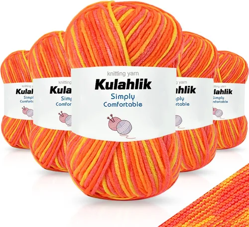 Vista 126 de Hilo acrílico de 1.76 oz (1 x 1.76 oz) para tejer y tejer, hilo de hilo degradado colorido, 1 rollo de madejas, hilo acrílico multicolor, perfecto