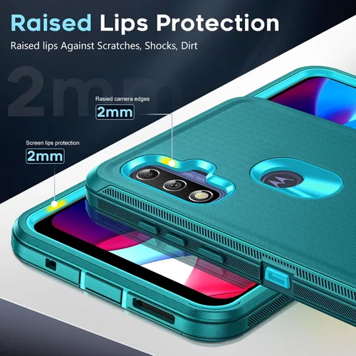 Vista 5 de LeYi Para Motorola One 5G Ace Case: Heavy Duty 3 en 1 Cuerpo Completo Negro