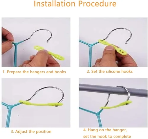 Vista 8 de Paquete de 20 perchas de ropa resistentes al viento, correas de bloqueo con hebilla, a prueba de golpes, no se caen, clips de fijación de silicona