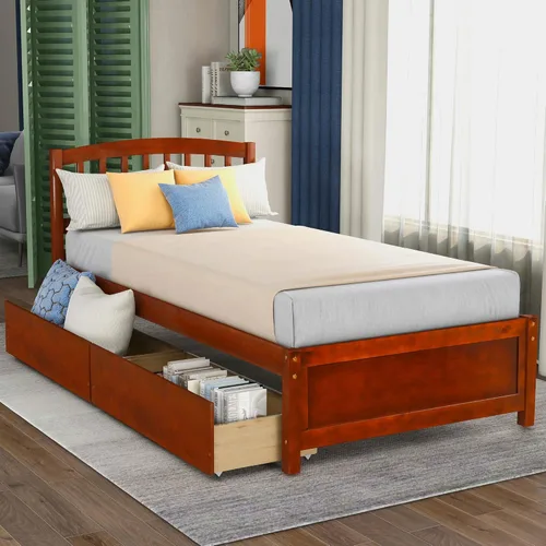 Vista 53 de Harper & Bright Designs Cama individual con cajones, cama individual de plataforma para niños con almacenamiento, plataforma de madera maciza,