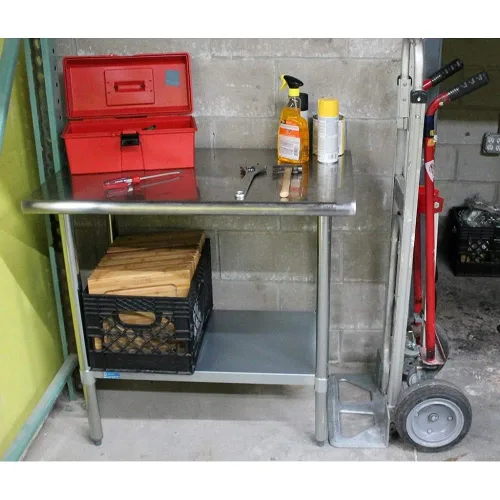 Vista 5 de Mesa de trabajo de acero inoxidable de 30 x 60 pulgadas con estante inferior Certificado NSF Preparación de alimentos para isla de cocina