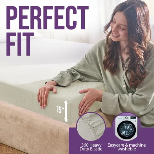 Vista 5 de Sábanas de conexión a tierra ECOHEAL tamaño individual con 12% fibra de plata, 4% seda y 84% algodón - Beige - Sábana bajera conectada a tierra