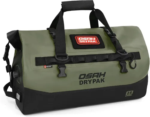 Vista 14 de OSAH DRYPAK Bolsa de lona impermeable 25L/40L/60L – Bolsa trasera de motocicleta resistente, bolsa seca enrollable para viajes, camping, canotaje