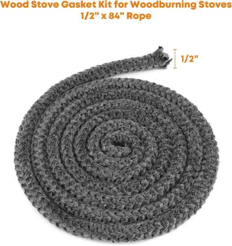 Vista 3 de Stanbroil Junta para estufa de leña, sello de cuerda de fibra de vidrio impregnado de grafito de 1/2 x 84 pulgadas, kits de repuesto de cuerda