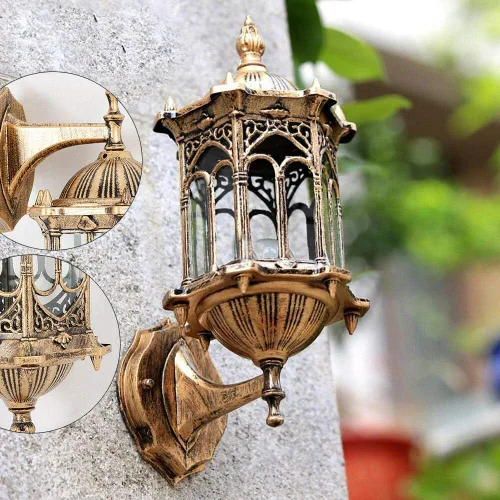 Vista 3 de DNYSYSJ Lámpara de pared exterior retro lámpara de jardín al aire libre E27 aluminio vidrio