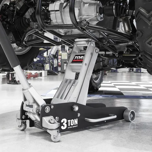 Vista 6 de HPDMC Gato de piso de perfil bajo de 3 toneladas6600 libras, rango de elevación hidráulica de 3.75 a 18.89 pulgadas, gato de servicio de perfil bajo