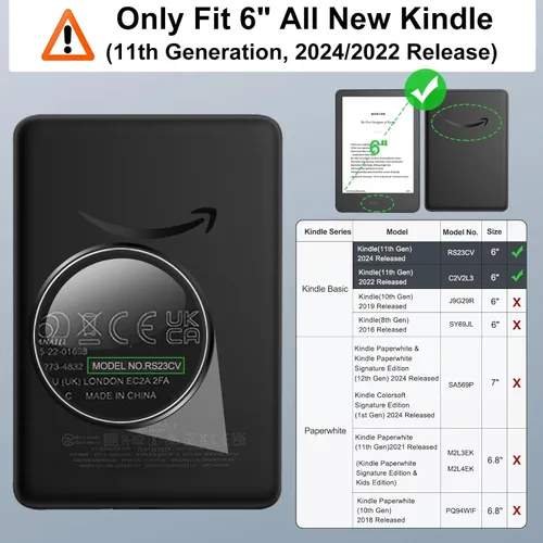 Vista 2 de MoKo Funda para Kindle de 6" (11ª generación-2024/2022), cubierta ligera con encendido/apagado automático para Kindle 2024/2022 11ª