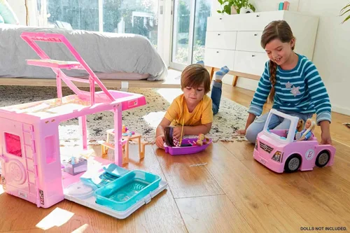 Vista 7 de Barbie Camper, juego de muñecas con 50 accesorios, se transforma en camión, barco y casa, incluye piscina, 3 en 1 Dream Camper (exclusivo de Amazon)