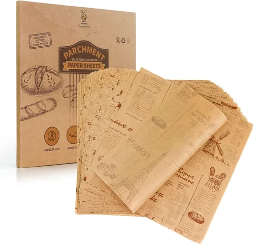 Vista 19 de Katbite 100 piezas de papel de envoltorio para sándwich, forros para cesta de alimentos de 12x12 pulgadas, papel de pergamino para hornear a prueba