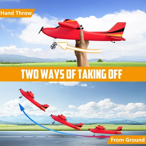 Vista 3 de HAWK'S WORK Avión RC de 2 canales, listo para volar, avión de control remoto de 2.4GHz, planeador fácil de volar para niños y principiantes (Azul)