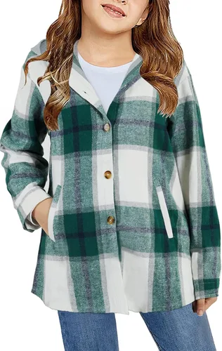 Vista 2 de Bonita chaqueta de franela con botones y bolsillos para niñas