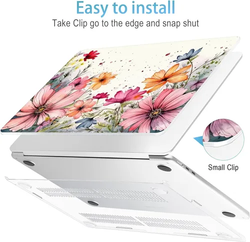 Vista 5 de Mektron Diseñada para MacBook Air 202520242023 de 15 pulgadas, M4, A3241, M3, A3114, M2, A2941, carcasa rígida de plástico impreso con pantalla