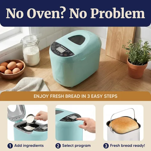 Vista 2 de Elite Gourmet EBM8103M Máquina Programable para Hacer Pan 3 Tamaños de Hogaza, 19 Funciones de Menú Sin Gluten Trigo Blanco Centeno Francés y más, 2