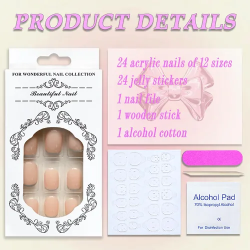 Vista 25 de Uñas postizas cuadradas cortas a presión, uñas postizas azules de cobertura completa con diseños de remolinos, uñas acrílicas brillantes de línea