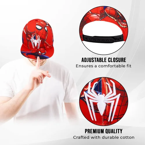 Vista 4 de Marvel Comics - Disfraz de Spiderman para hombre, bordadoimpreso, gorra de béisbol