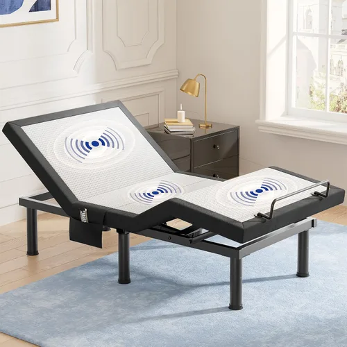 Tami Tami T600 - Base de cama ajustable tamaño individual XL con control remoto y masaje - Bases de cama eléctricas sincronizables, gravedad cero,