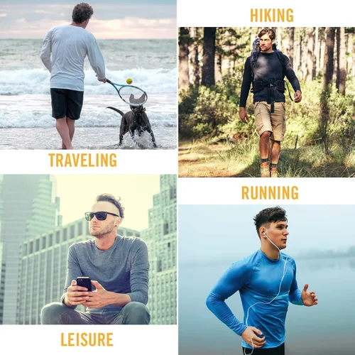 Vista 5 de BALEAF - Camisas de manga larga para hombre ligeras protección solar UPF 50 SPF camisetas para ir de pesca senderismo correr