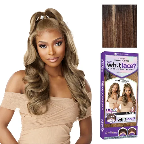 Vista 15 de Sensationnel What Lace Pelucas 13X6 - Glenna Frontal de Encaje Atado a Mano Sin Pegamento Sintético con Densidad Natural Línea de Cabello