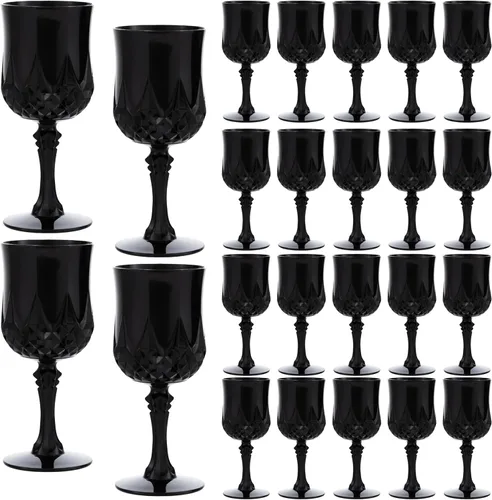 Vista 21 de JLYLOL Copas de Vino de Plástico Vintage de 7 OZ Copas de Plástico Vintage Vasos para Beber de 12 Piezas Cristalería Retro para Bodas Copas de Agua