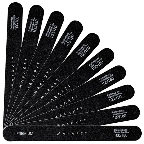 Vista 11 de Makartt Lima de uñas, tablas de esmeril de grano 100/180 para uñas, kit profesional de limas de doble cara lavables para lima de uñas media y suave
