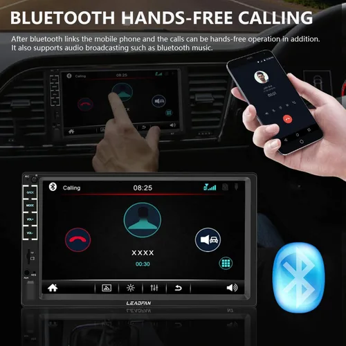 Vista 2 de 7 "coche estéreo doble DIN pantalla táctil receptor de audio radio FM Bluetooth video control remoto MP5/4/3 reproductor Android teléfono espejo