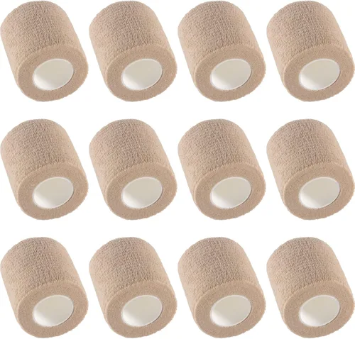 Vista 15 de IndigoCase Paquete de 6 vendajes autoadhesivos de 2 pulgadas, paquete variado de vendajes de color negro, cinta de agarre elástica, envolturas