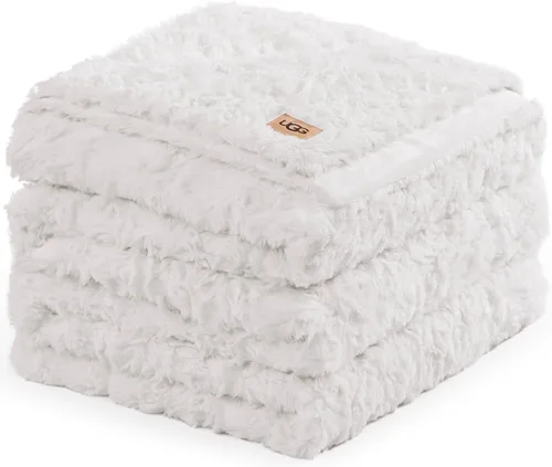 Vista 19 de UGG Adalee - Manta de piel sintética tamaño individual, cálida y acogedora, manta extra grande para sofá, ropa de cama lavable para cama individual