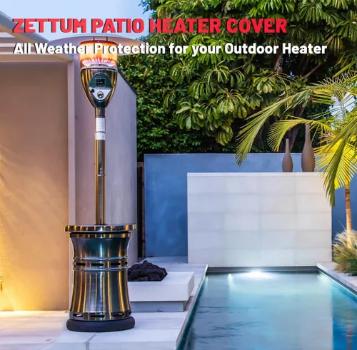 Vista 7 de Zettum - Fundas para calentador de patio - Funda para calentador al aire libre 600D con cremallera impermeable resistente, cubierta para calentador