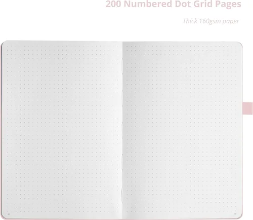Vista 3 de VIVID SCRIBBLES Diario punteado Papel blanco grueso a prueba de sangrado de 160gsm 200 páginas de cuadrícula de puntos numerados Cuaderno