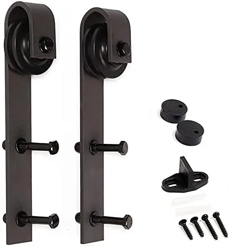 Vista 5 de Puerta corrediza de granero de madera de pino anudada de 36 x 84 pulgadas serie K de 36 x 84 pulgadas con kit de herramientas