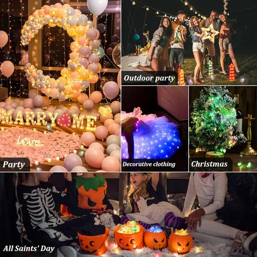 Vista 6 de Aogist 50 PIEZAS Luz Colgante LED Blanca Cálida para Globos, Mini Lámpara de Bola Redonda Pequeña para Linternas de Papel, Globos de Vidrio