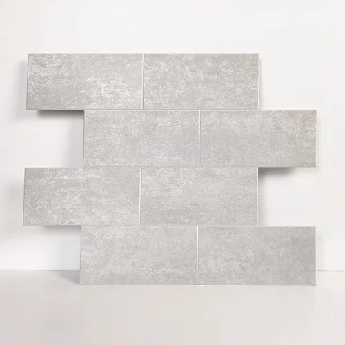 Vista 10 de COLAMO Azulejos de Metro Grandes Rígidos de Despegar y Pegar de 6"x12" Swatch Gris Blanco, Azulejos de Piedra Sintética para Salpicadero de Pared