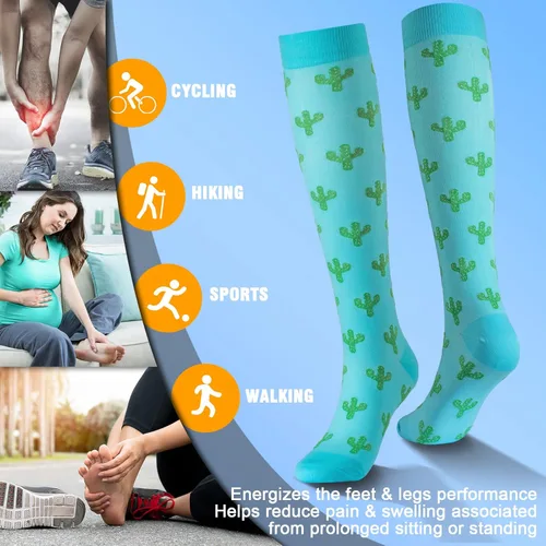 Vista 5 de bropite Calcetines de compresión para mujeres y hombres, 6 pares de calcetines de compresión de 20 a 30 mmHg, soporte para correr, enfermera