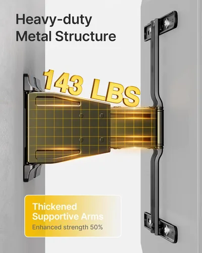 Vista 4 de monTEK Soporte de pared ultra delgado de 0.77 pulgadas para televisores de 43 a 90 pulgadas, soporte de pared para TV giratorio e inclinable