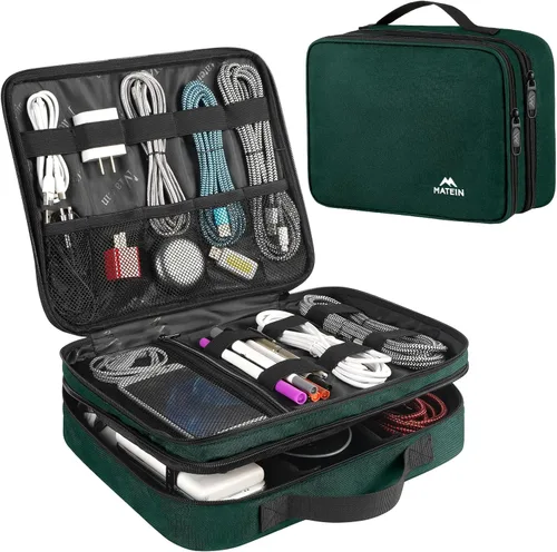 Vista 12 de Matein - Bolsa organizadora de cables, bolsa de almacenamiento de viaje grande y duradera para los accesorios electrónicos de los cables