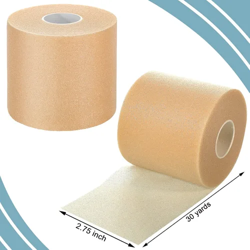 Vista 2 de Nuanchu 4 diademas deportivas preenvolventes de 120 yardas para el cabello, cinta de espuma deportiva para tobillos, muñecas, cinta de espuma Beige
