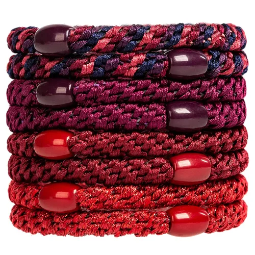Vista 16 de AXEN 8 ligas elásticas para el cabello para mujeres y niñas, bandas de algodón suaves tejidas para coletas para cabello grueso y cabello rizado
