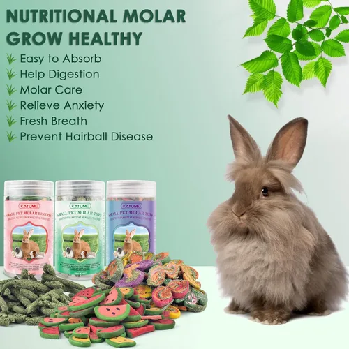 Vista 2 de KATUMO 3 golosinas masticables de conejo, mezcla natural de heno Timothy, calabaza, zanahoria, remolacha, espinaca, juguetes masticables