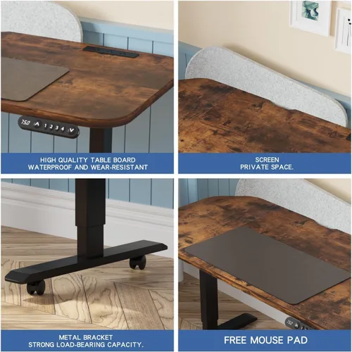 Vista 63 de Escritorio eléctrico de pie en forma de L, escritorio esquinero de altura ajustable de 59 pulgadas con ajustes preestablecidos de memoria, ideal