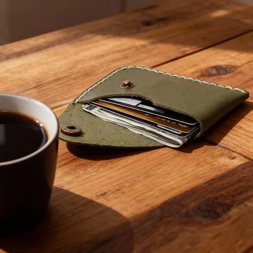 Vista 63 de Cartera organizadora de tarjetas de bolsillo frontal cosida a mano minimalista de cuero genuino para tarjetas, billetera con tarjetero pequeño, Negro