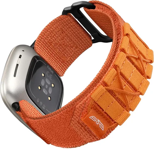 Vista 10 de Bandletic Bandas tácticas resistentes compatibles con Fitbit Versa 4 bandas/Versa 3/Sense 2/Sense, correas deportivas de nailon militar suave y Gris