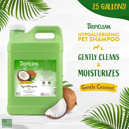 Vista 2 de TropiClean - Champús para mascotas fabricados en Estados Unidos, Hipoalergénico, Transparente