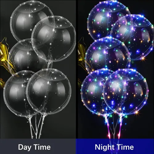 Vista 3 de Vinsot Paquete de 30 globos LED Bobo, globos transparentes con luz LED, globos de helio tipo burbuja Bobo con luces en cadena para fiestas
