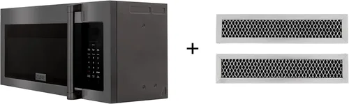 ZLINE - Microondas de acero inoxidable negro con mango tradicional y juego de 2 filtros de carbón (MWO-OTRCFH-30-BS)