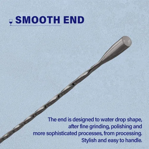 Vista 5 de Briout Cuchara de bar agitadores de cóctel para bebida, acero inoxidable de 12 pulgadas de mango largo, color negro, 2 piezas