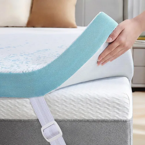 Vista 11 de OhGeni Cubrecolchón de espuma viscoelástica, funda de cama suave con base antideslizante, tamaño individual, estilo 2 pulgadas con funda