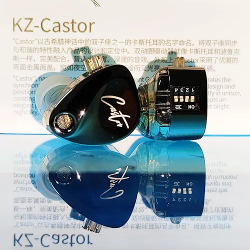 Vista 3 de KZ Castor - Auriculares intrauditivos, sonido de graves mejorado HiFi, IEMs aislantes de ruido ajustables, auriculares con cable de doble