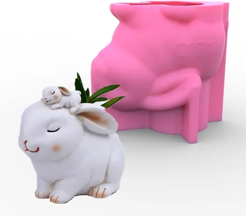 Vista 14 de Molde de silicona para macetas, moldes de silicona en forma de animal 3D para hormigón, cemento, yeso, arcilla polimérica, fundición de resina, Oso