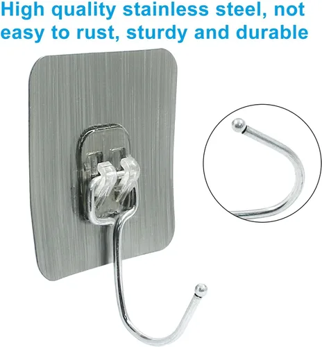 Vista 3 de Sherry - 20 ganchos de pared grandes, ganchos adhesivos de plástico de 33 libras (máximo), ganchos resistentes para toallas, gancho de pared