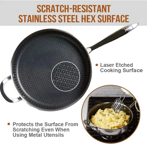 Vista 5 de Copper Chef Titan Fry, 9.5 pulgadas con sartén de 8 pulgadas, acero inoxidable